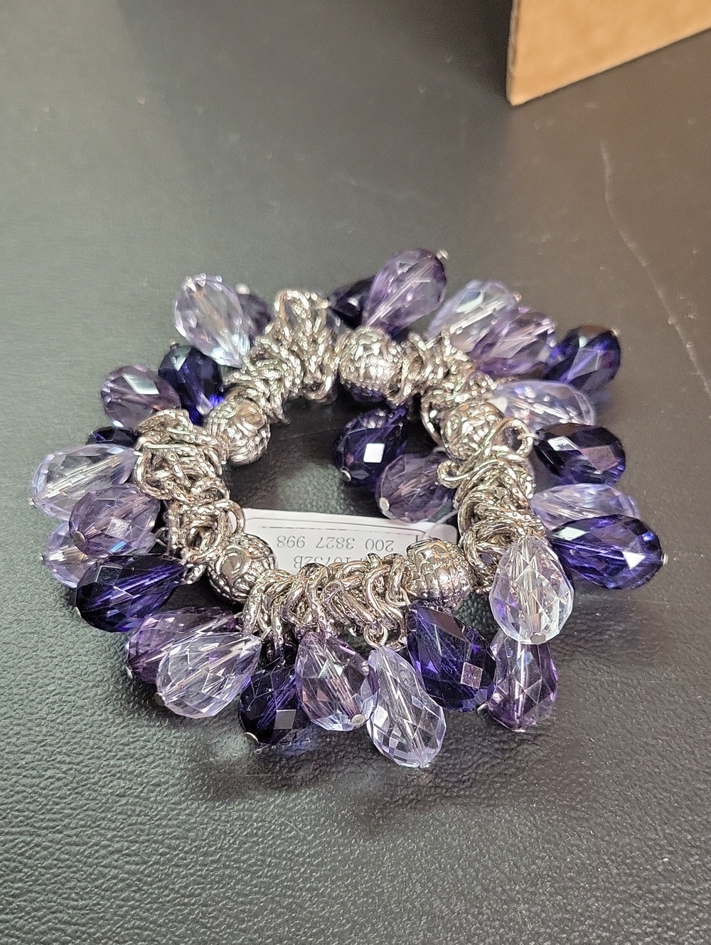 22- Sparkling Purple Teardrop Charm Bracelet - Women Jewelry